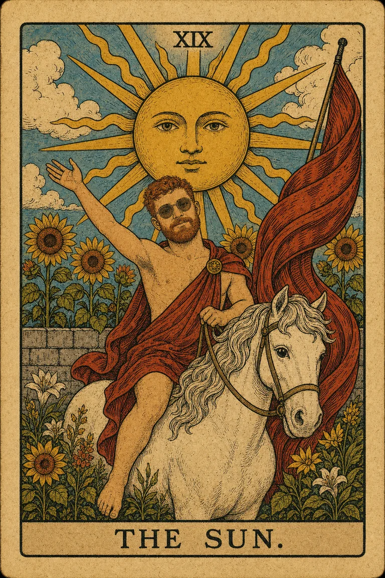 The Sun personalized tarot card in the Personal Arcana house style